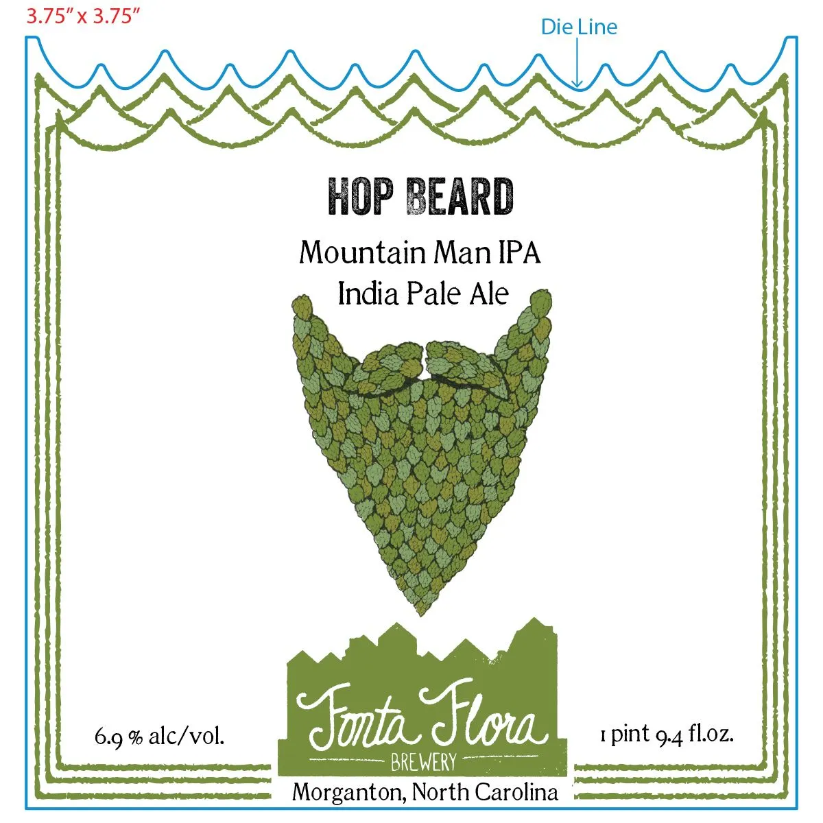 Hop Beard Mountain Man IPA label art — HOP BEARD MOUNTAIN MAN IPA