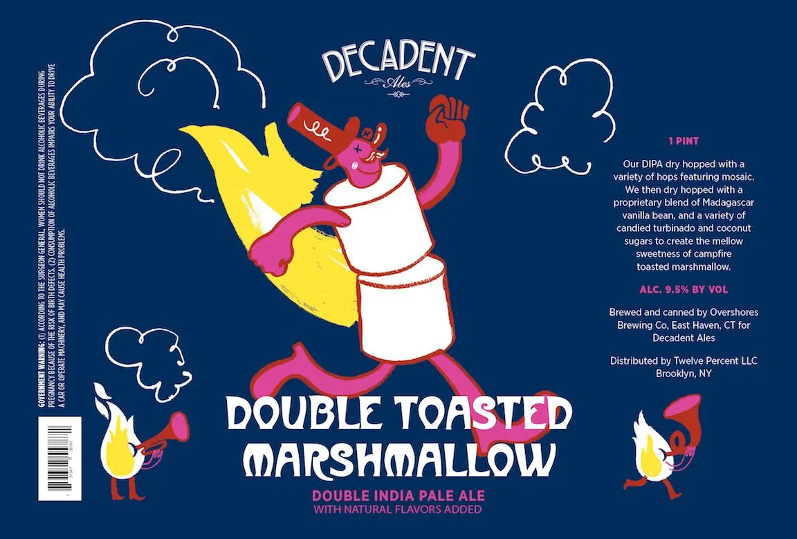 Double Toasted Marshmallow label art — DECADENT ALES