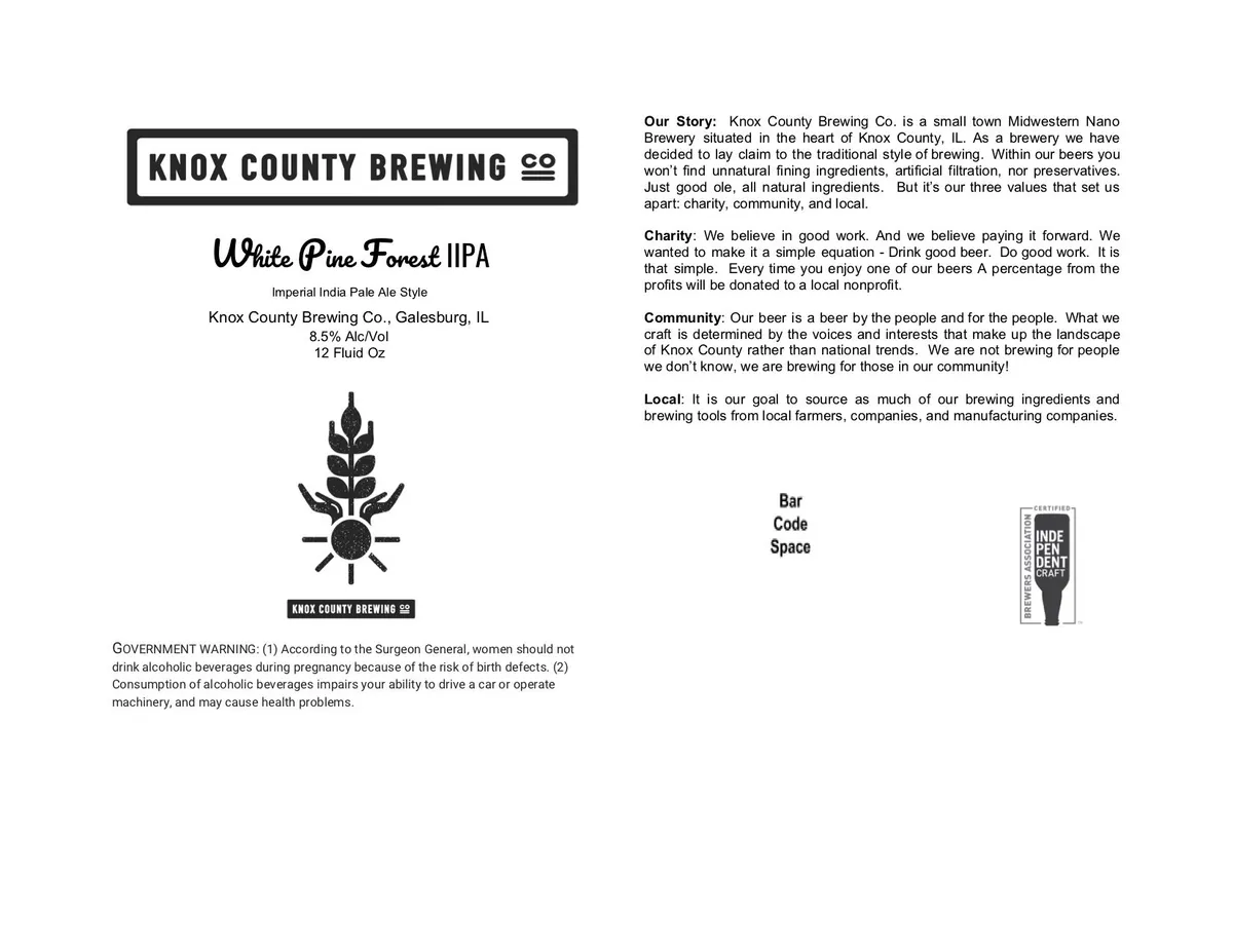 White Pine Forest IIPA label art — KNOX COUNTY BREWING CO.