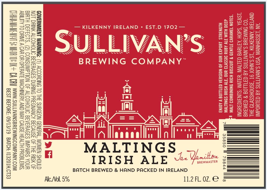 Maltings Irish Ale — full label as filed with TTB