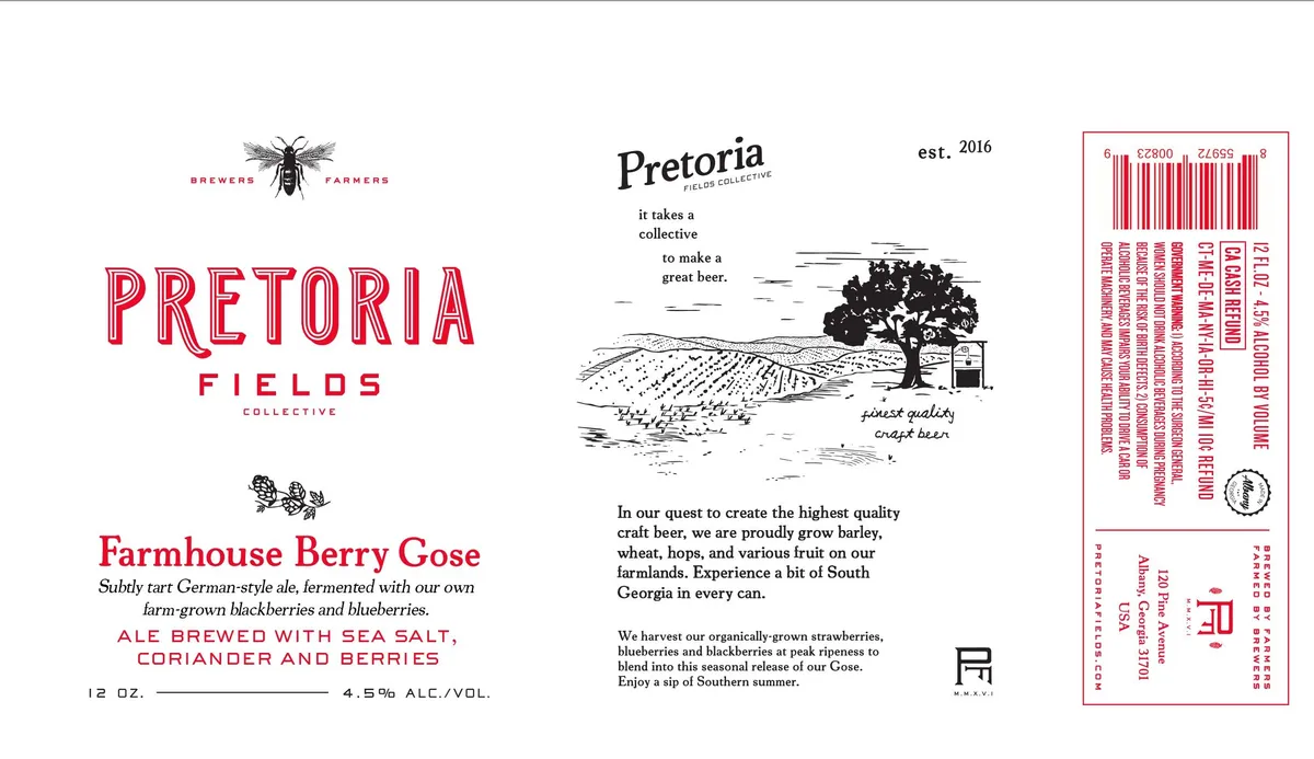 Farmhouse Berry Gose label art — PRETORIA FIELDS