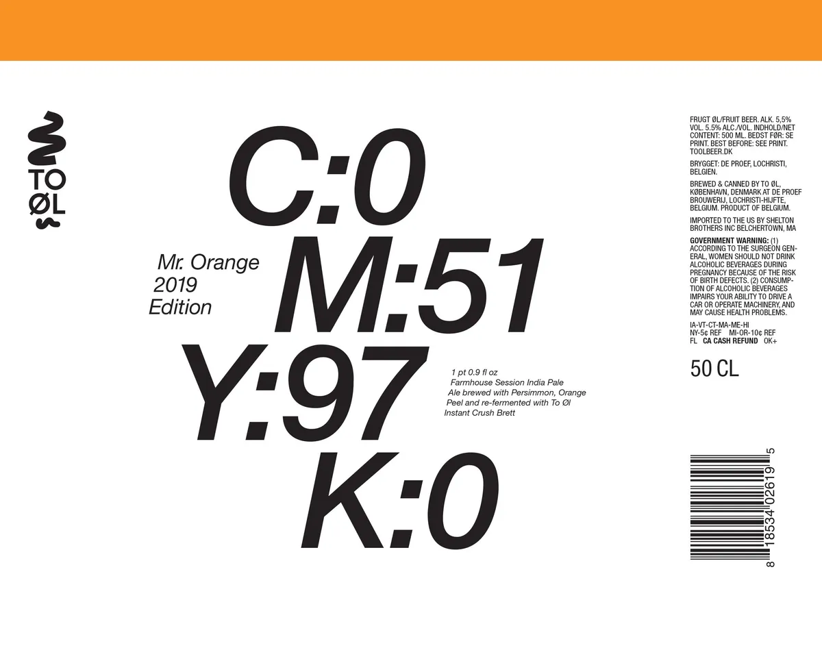 Mr. Orange 2019 Edition label art — TO OL
