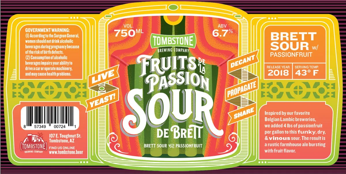 Fruits de la Passion Sour de Brett label art — TOMBSTONE BREWING COMPANY