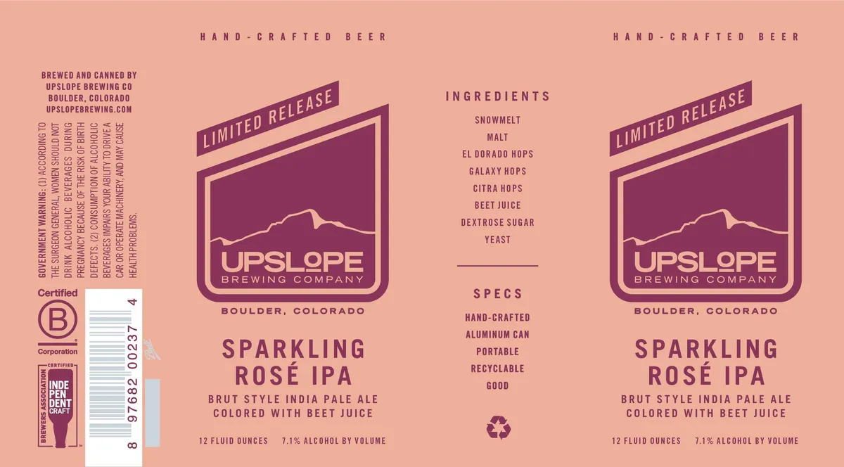 Sparkling Rosé IPA label art — UPSLOPE BREWING COMPANY