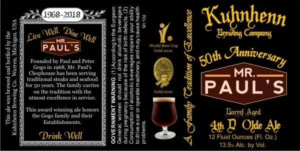 Mr. Paul's Barrel Aged 4th D Olde Ale label