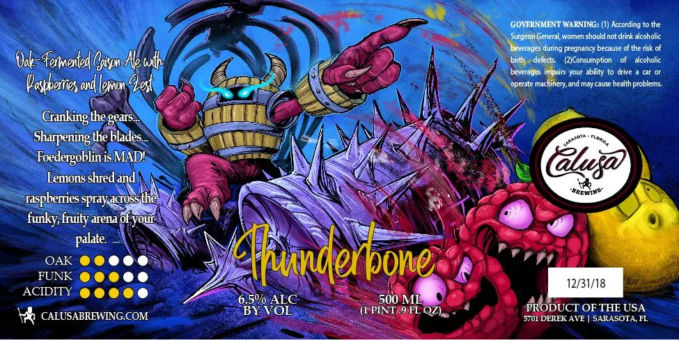 Thunderbone label art — CALUSA BREWING