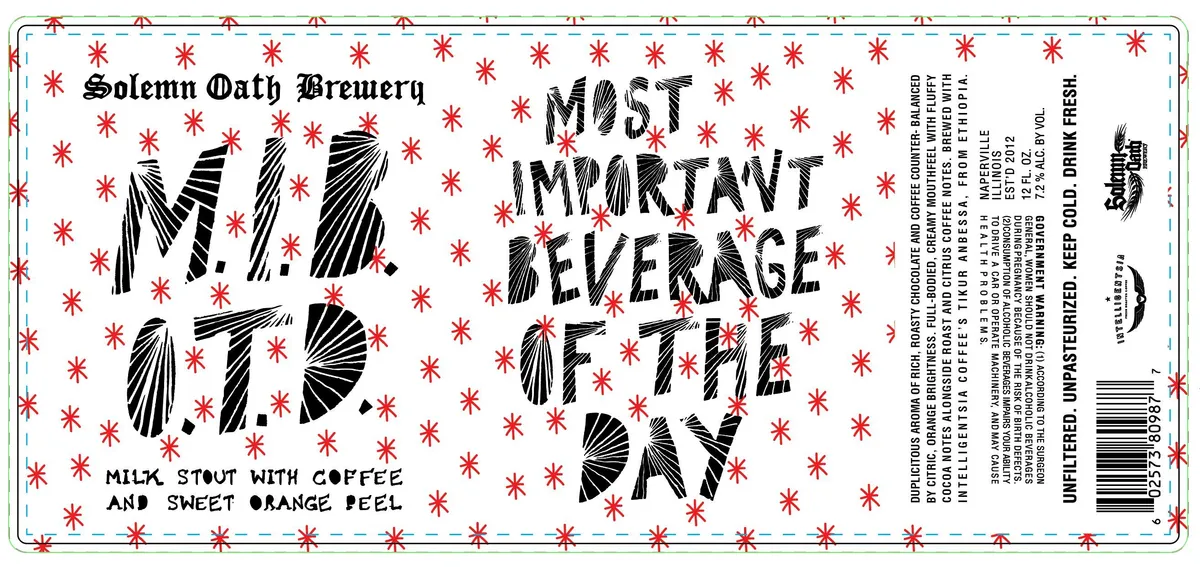 Most Important Beverage Of The Day label art — SOLEMN OATH BREWERY