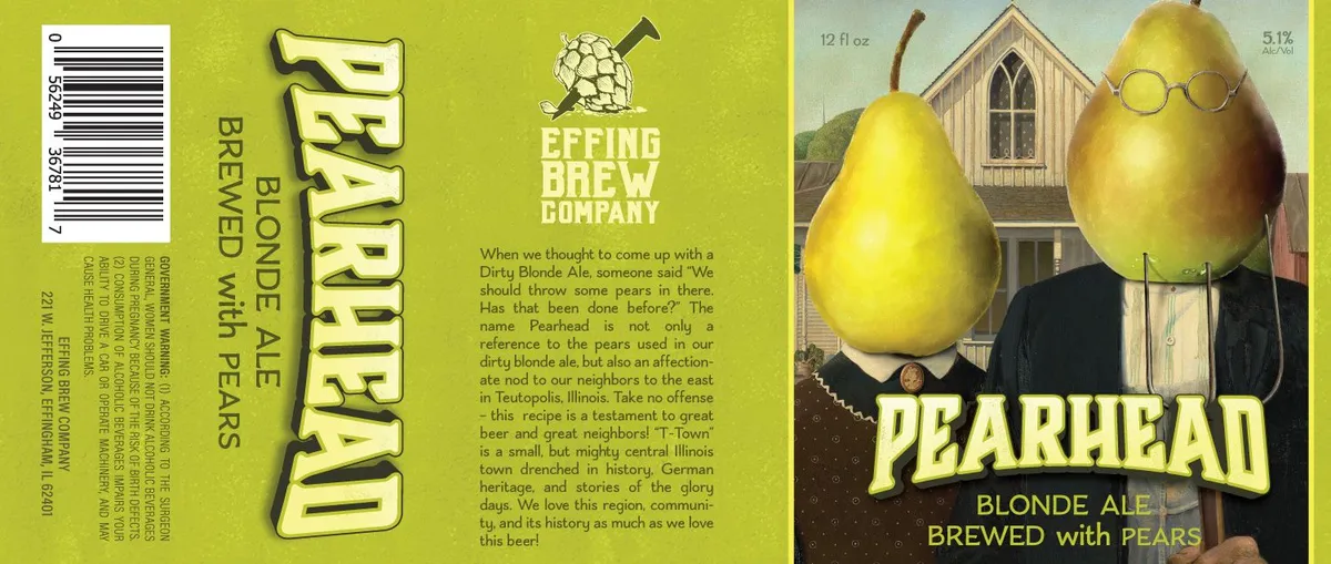 Pearhead label art — EFFING BREW COMPANY