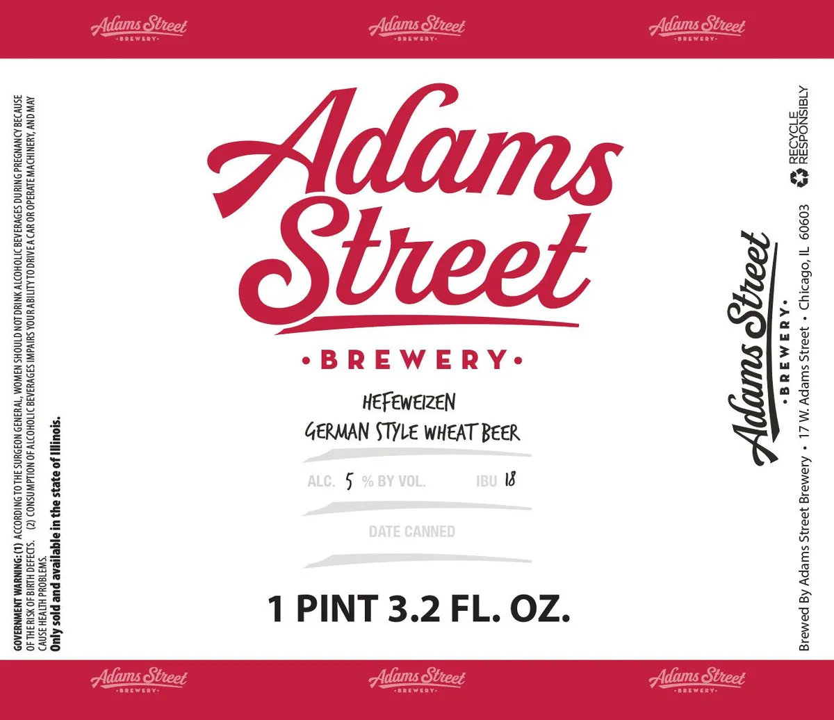 Adams Street Brewery Hefeweizen label