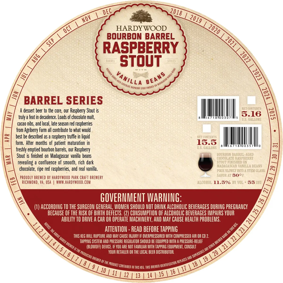 Bourbon Barrel Raspberry Stout With Vanilla Beans label art — HARDYWOOD PARK CRAFT BREWERY