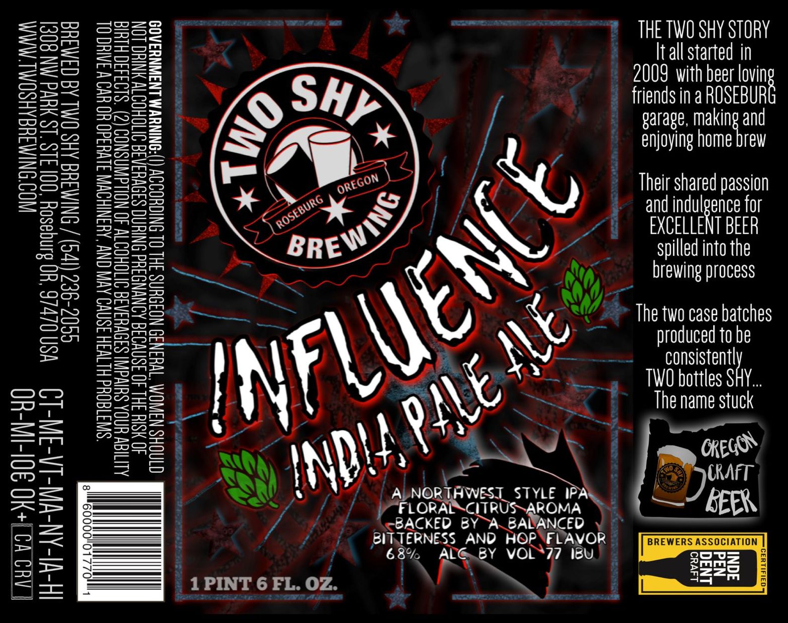 Influence India Pale Ale — full label as filed with TTB