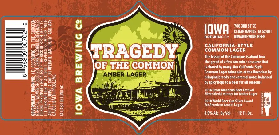 Tragedy of the Common label art — TRAGEDY OF THE COMMON