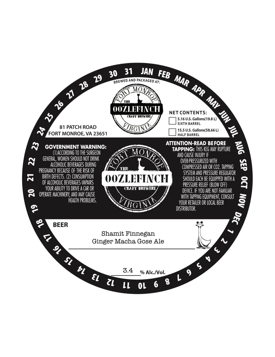 Shamit Finnegan Ginger Macha Gose Ale label art — OOZLEFINCH CRAFT BREWERY