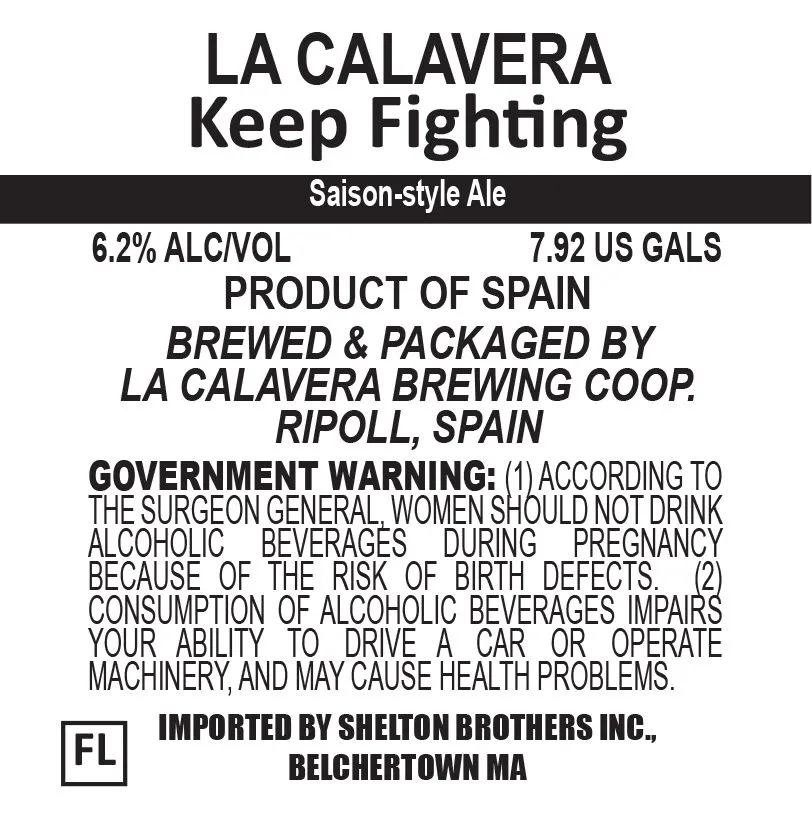 Keep Fighting label art — LA CALAVERA BREWING COOP.