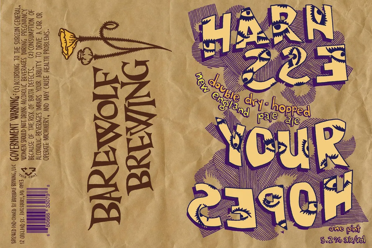 Harness Your Hopes label art — HARNESS YOUR HOPES DOUBLE DRY-HOPPED NEW ENGLAND PALE ALE