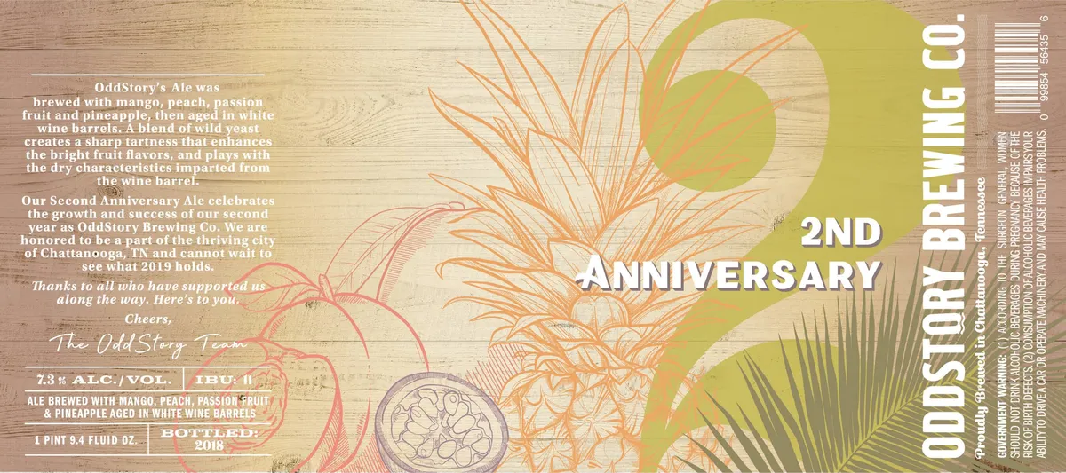 2nd Anniversary label art — ODDSTORY BREWING CO