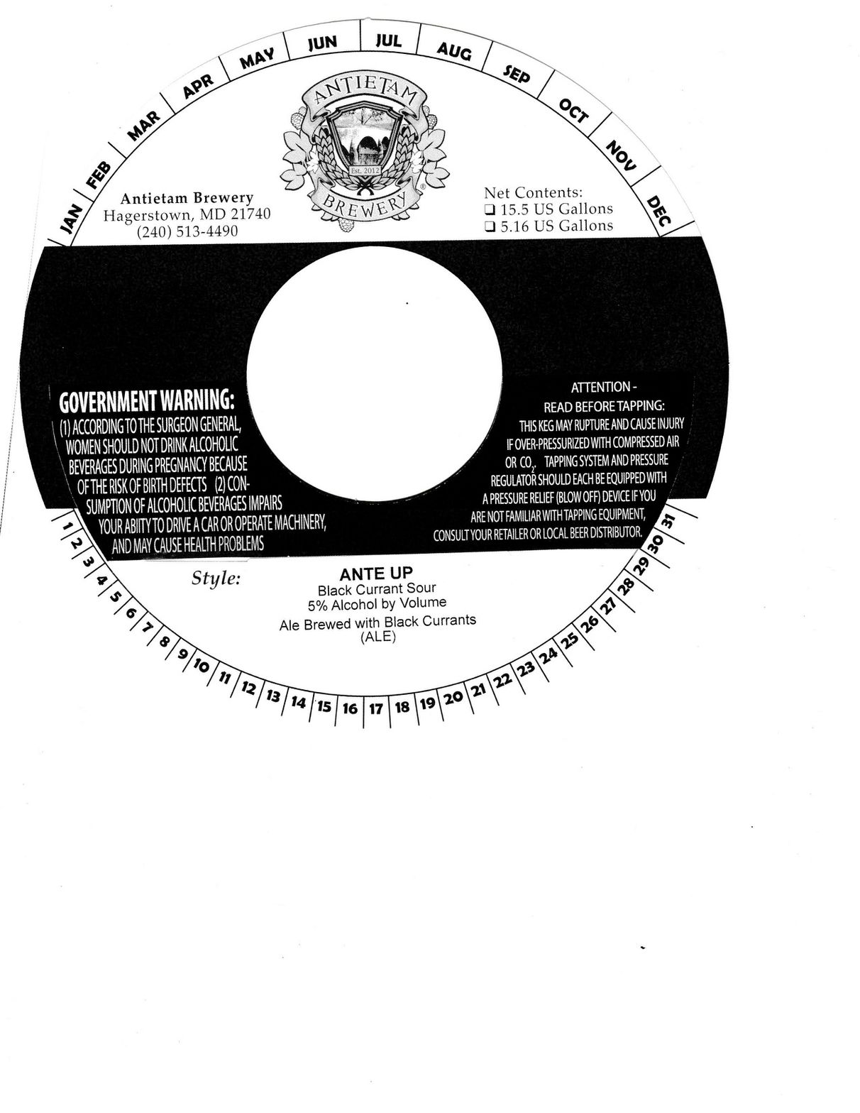 Ante Up — full label as filed with TTB