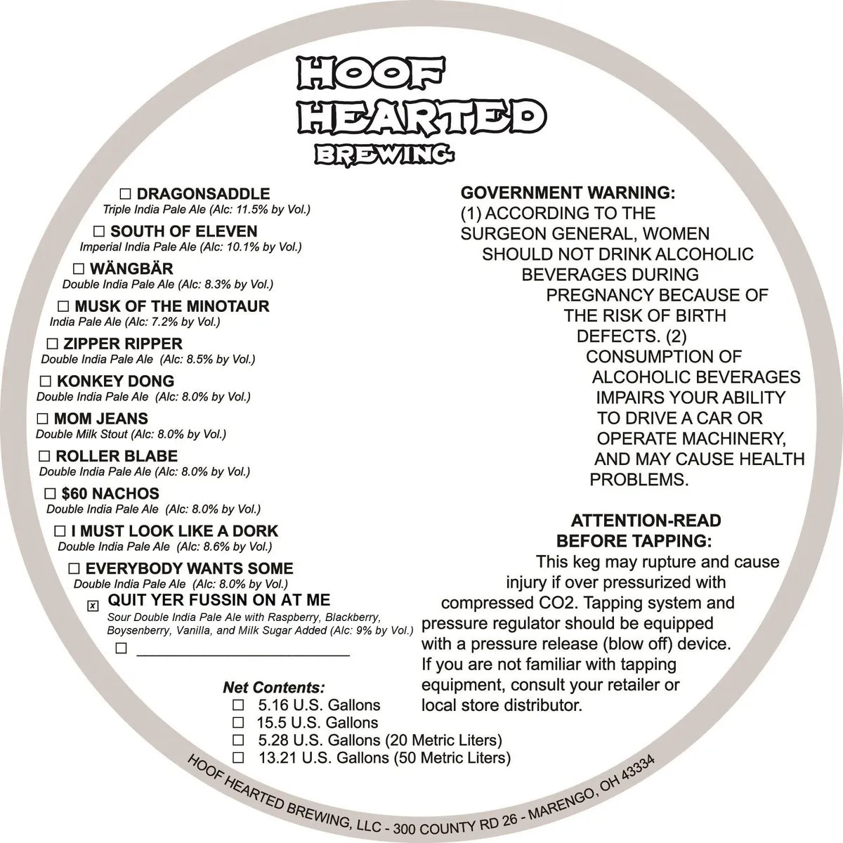 Quit Yer Fussin On At Me label art — QUIT YER FUSSIN ON AT ME