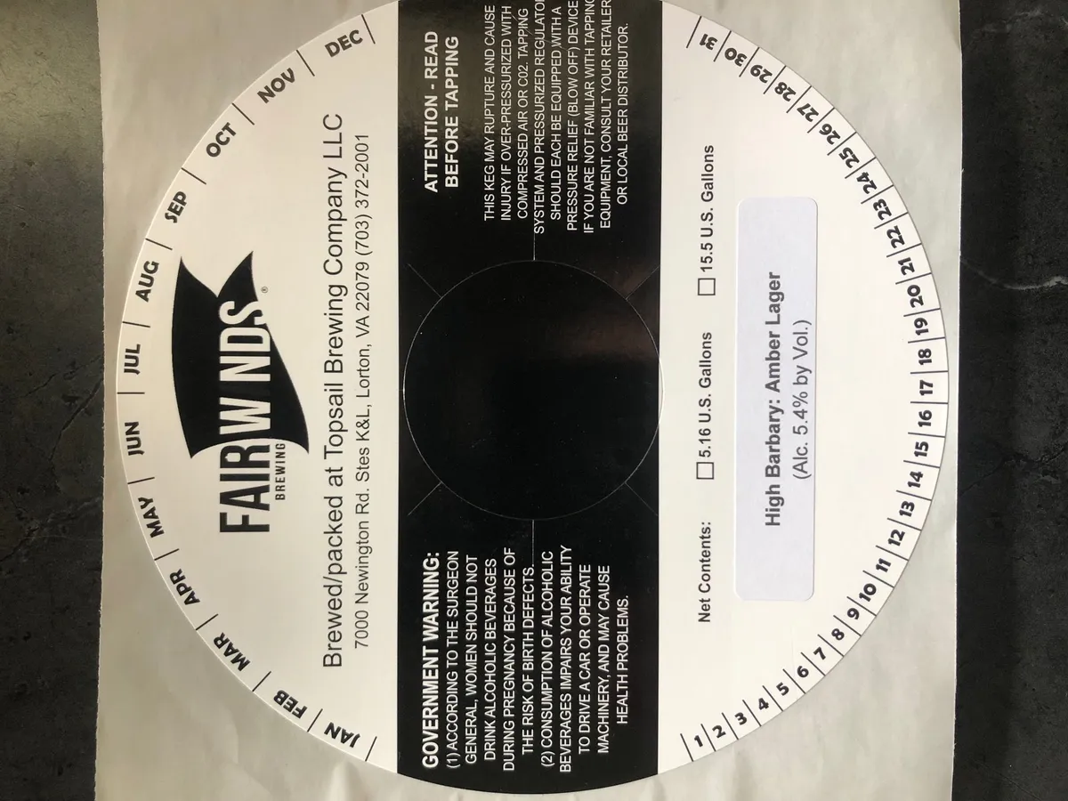 High Barbary: Amber Lager label art — HIGH BARBARY AMBER LAGER