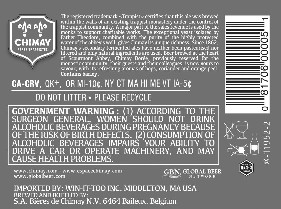 Chimay Dorée label art — CHIMAY