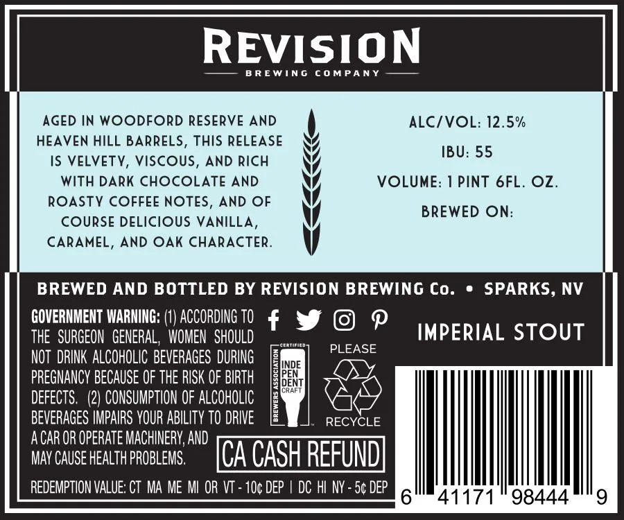 Finite Madness label art — REVISION BREWING COMPANY