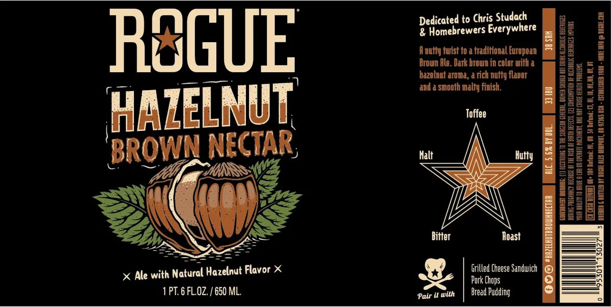 Hazelnut Brown Nectar label art — ROGUE