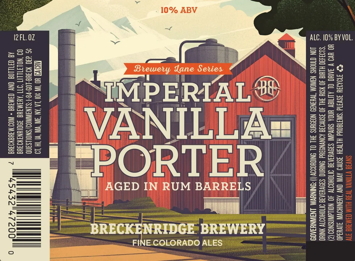 Imperial Vanilla Porter Aged in Rum Barrels label art — BRECKENRIDGE BREWERY