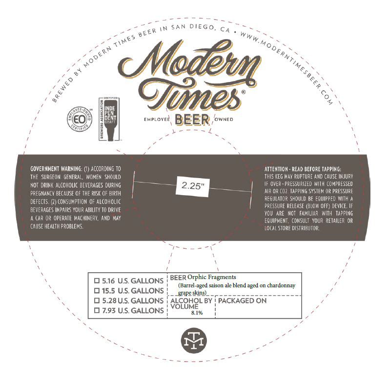 Orphic Fragments — full label as filed with TTB