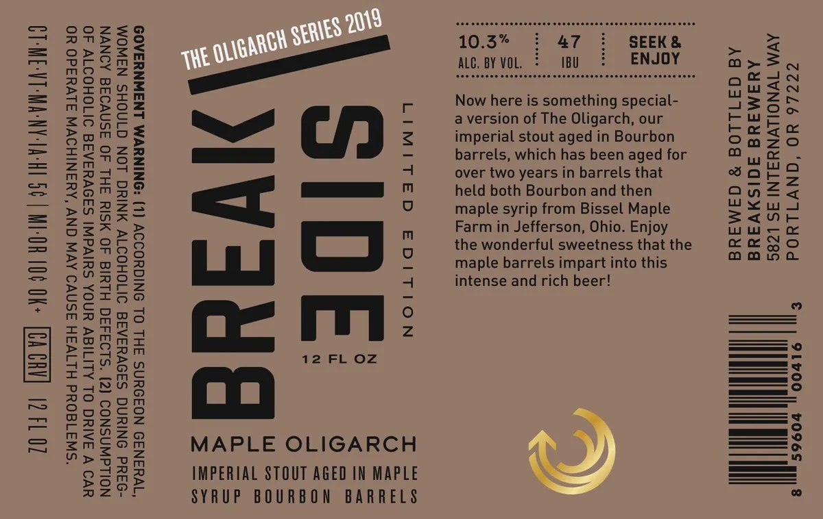 Maple Oligarch label art — BREAKSIDE BREWERY