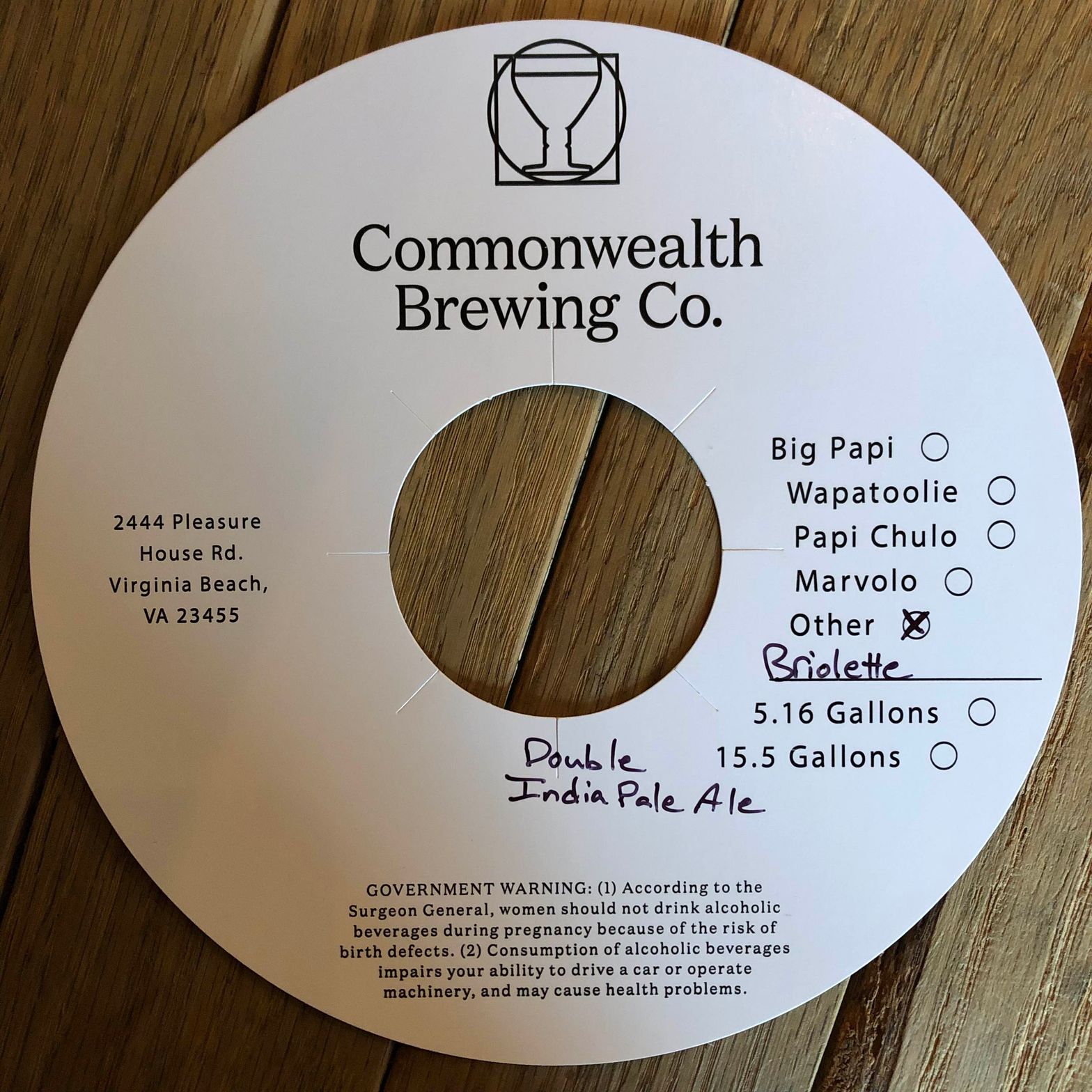Briolette — full label as filed with TTB