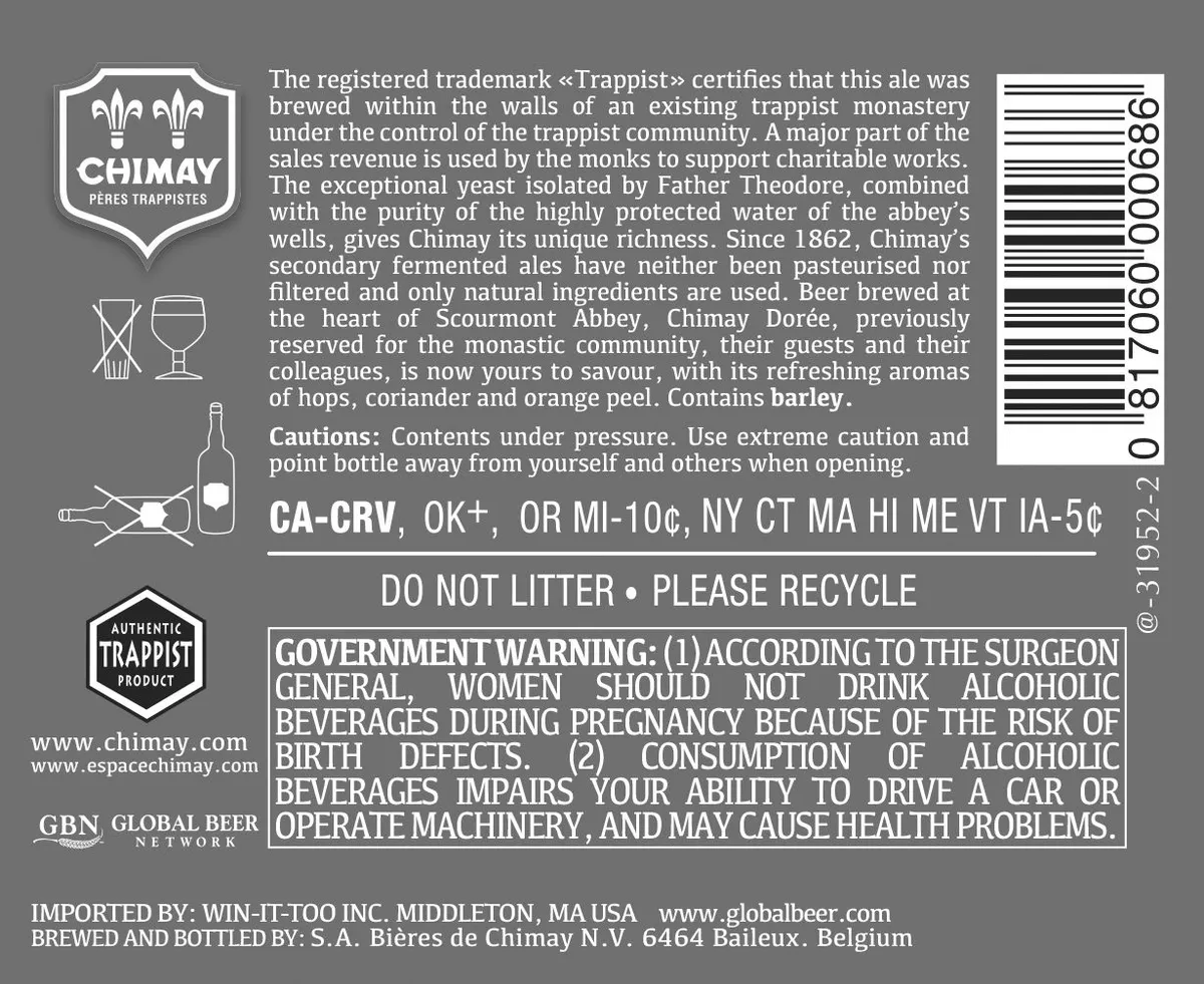 Dorée label art — CHIMAY