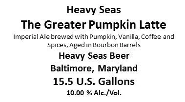 The Greater Pumpkin Latte label