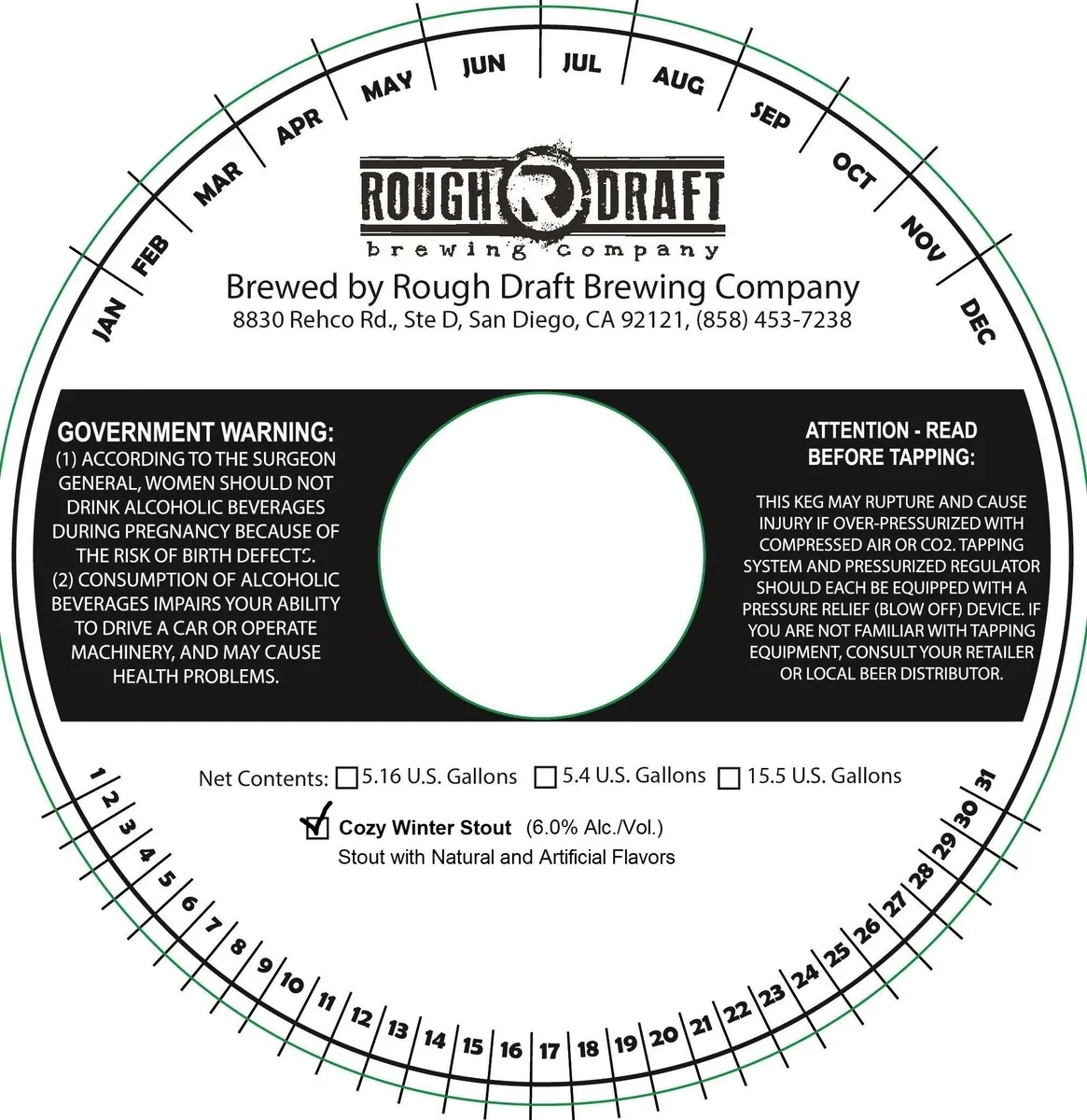 Cozy Winter Stout label art — ROUGH DRAFT BREWING COMPANY