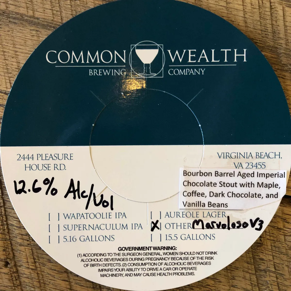 Marvoloso V3 label art — COMMONWEALTH BREWING COMPANY