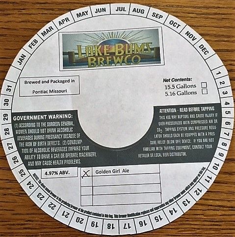 Golden Girl Ale — full label as filed with TTB