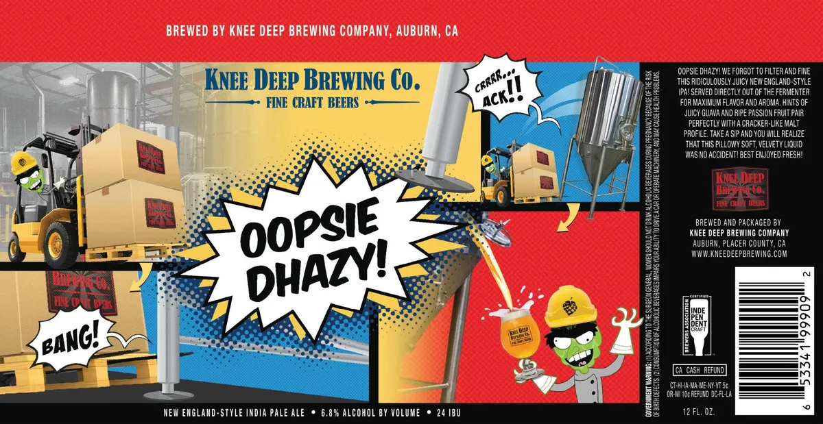 Oopsie Dhazy! label art — KNEE DEEP BREWING CO