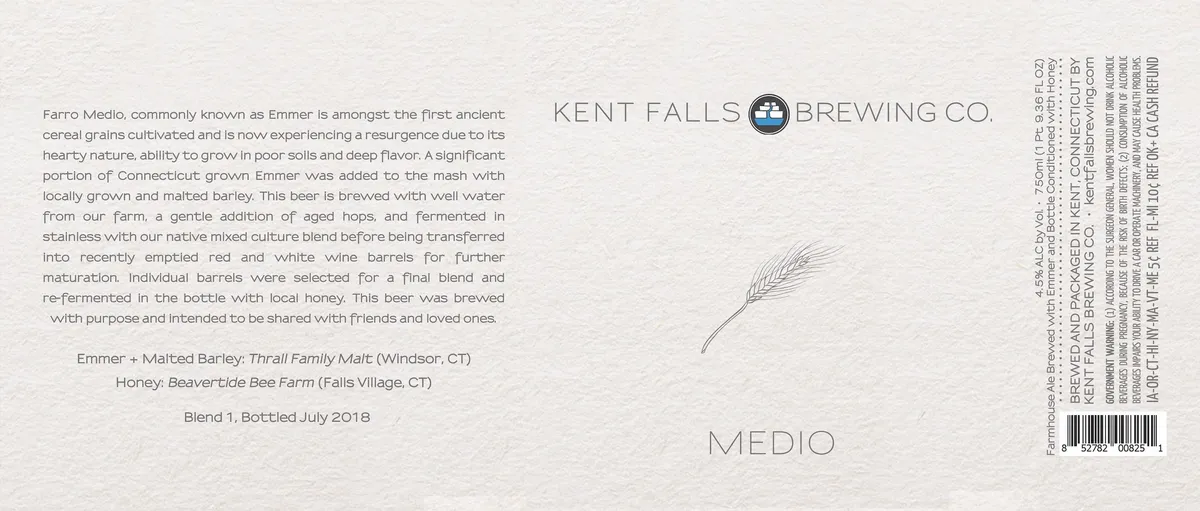 Medio label art — KENT FALLS BREWING COMPANY