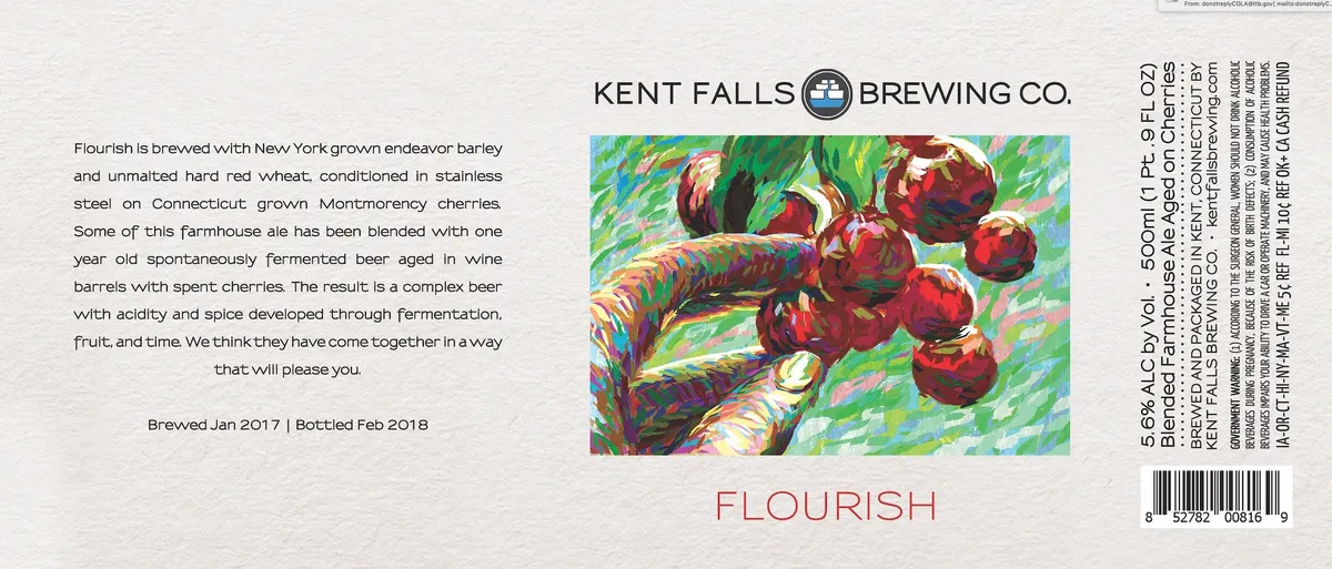 Flourish label art — KENT FALLS BREWING COMPANY