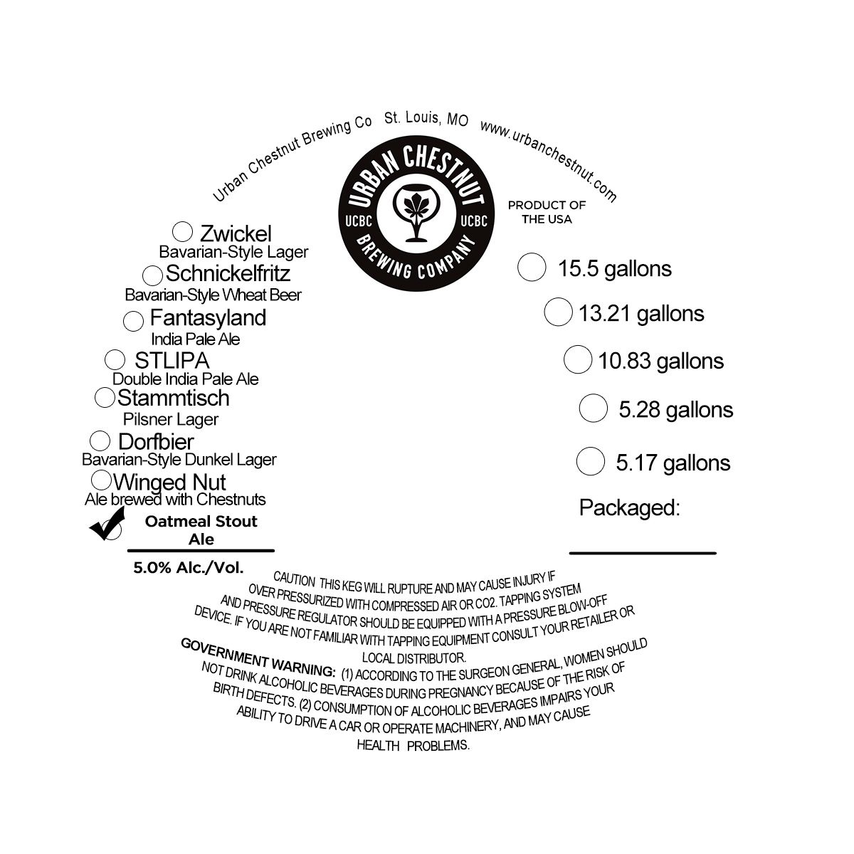 Oatmeal Stout — full label as filed with TTB
