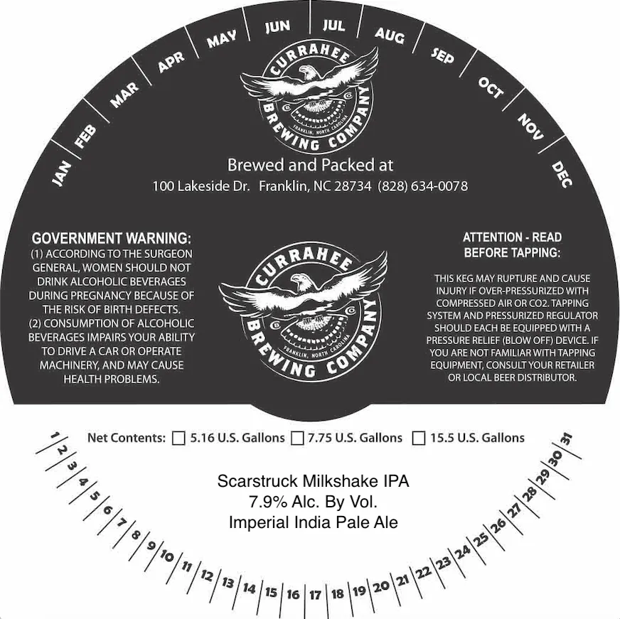 Scarstruck Milkshake IPA label art — CURRAHEE BREWING COMPANY