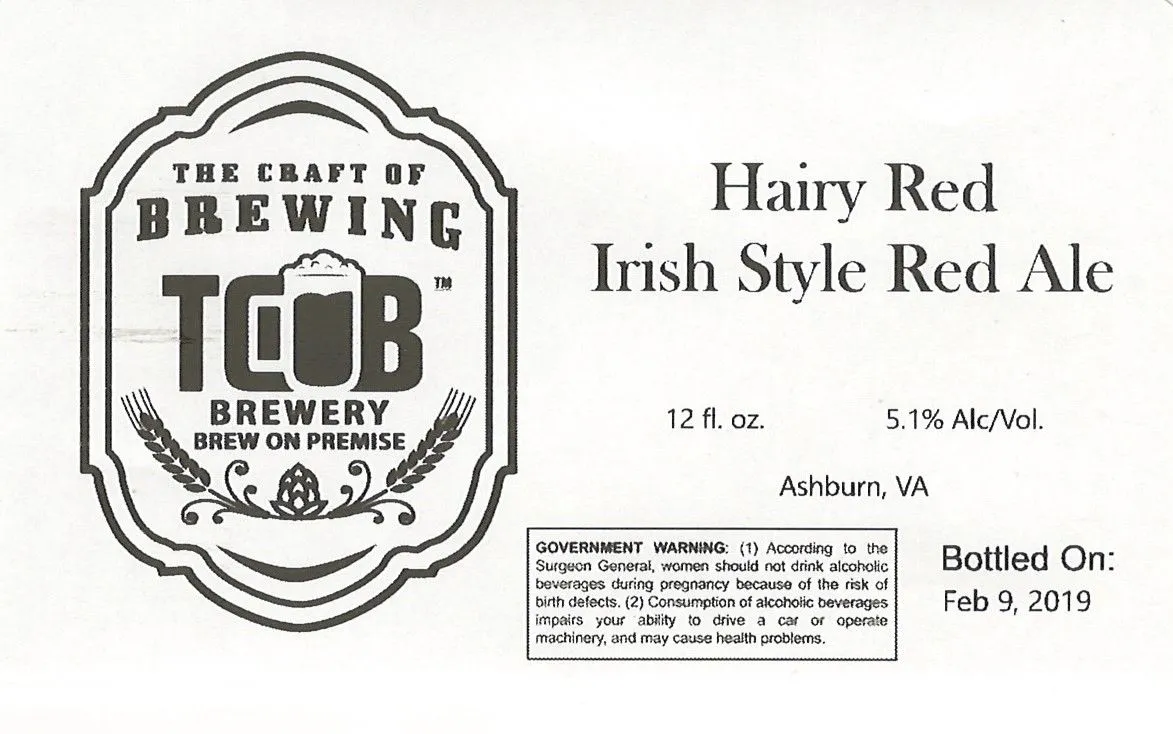 Hairy Red Irish Style Red Ale label