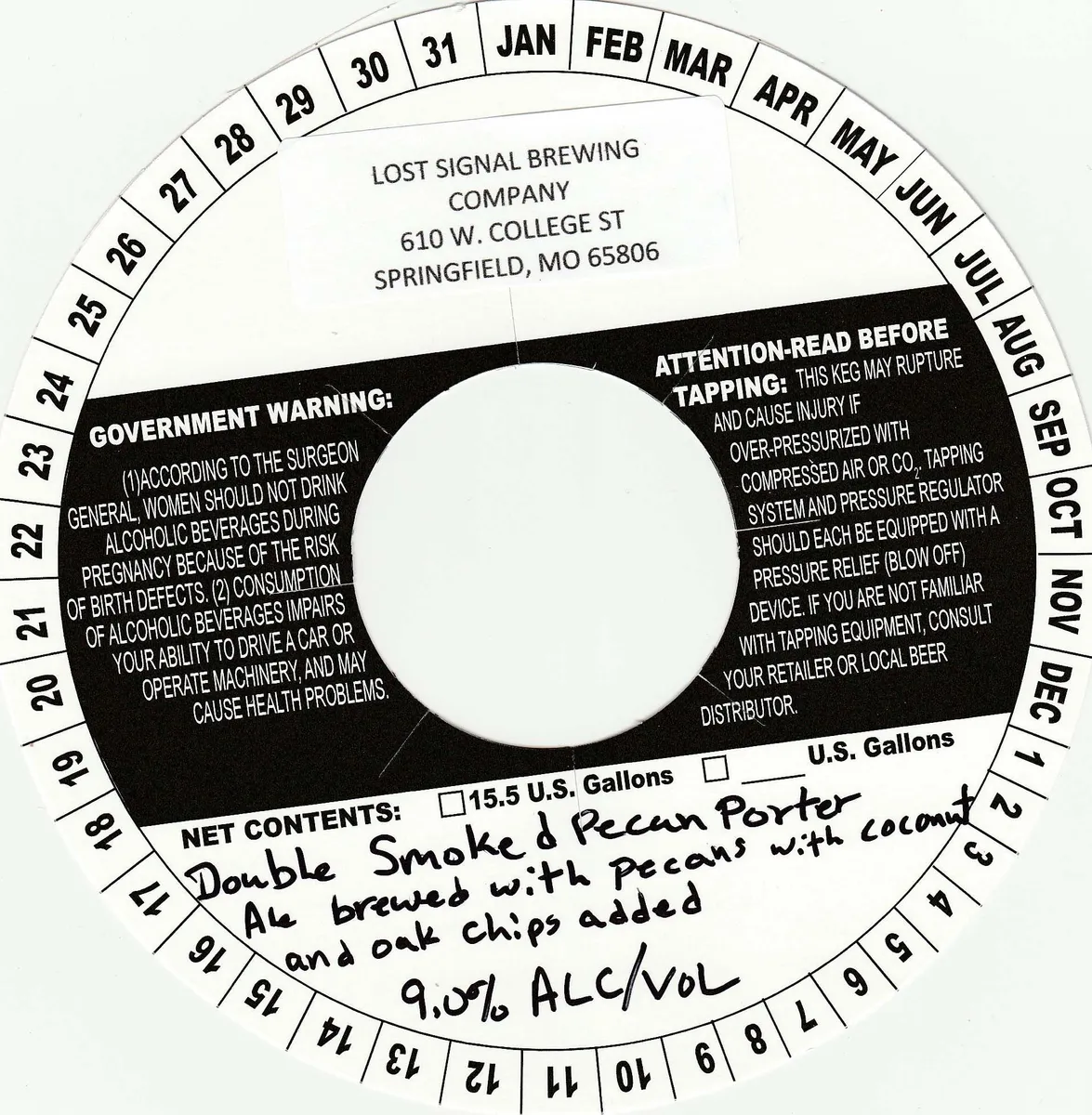 Double Smoked Pecan Porter label art — LOST SIGNAL BREWING COMPANY