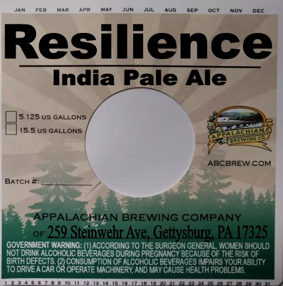 Resilience label art — APPALACHIAN BREWING COMPANY