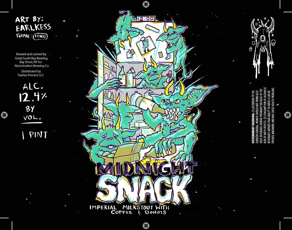 Midnight Snack label art — ABOMINATION BREWING