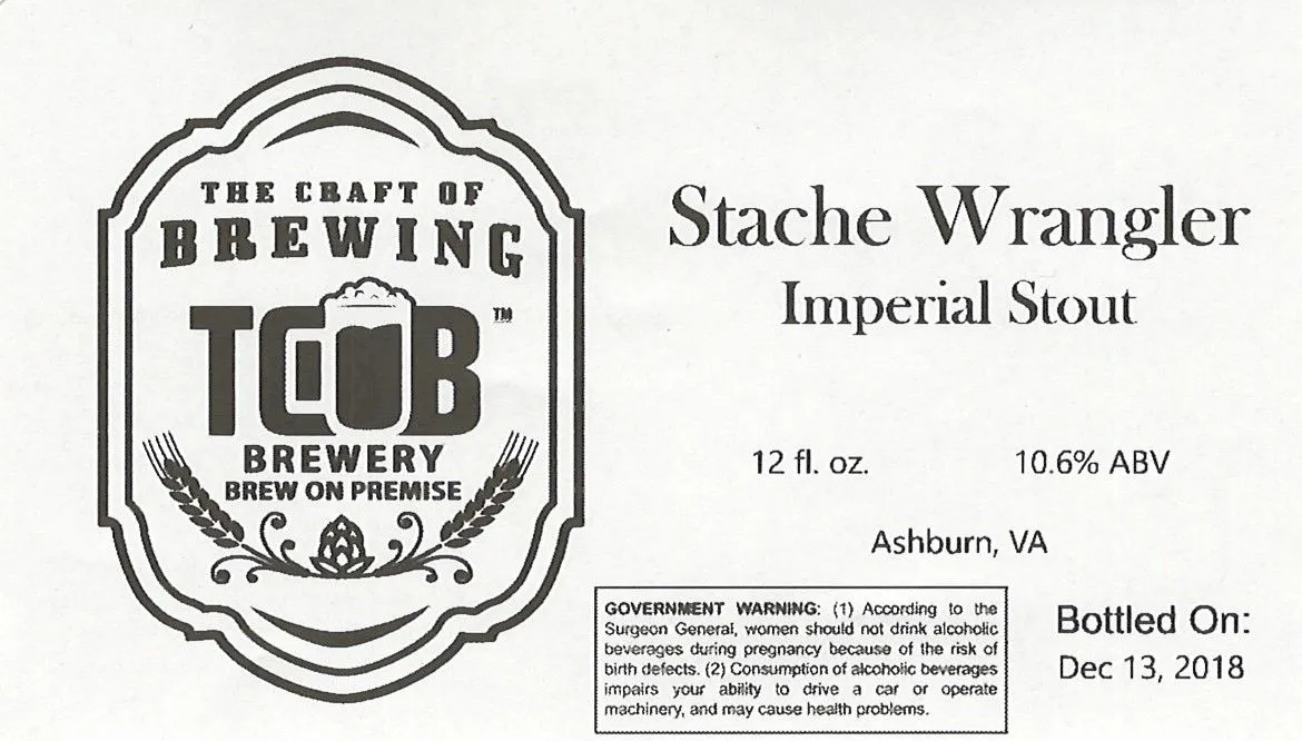 Stache Wrangler Imperial Stout label