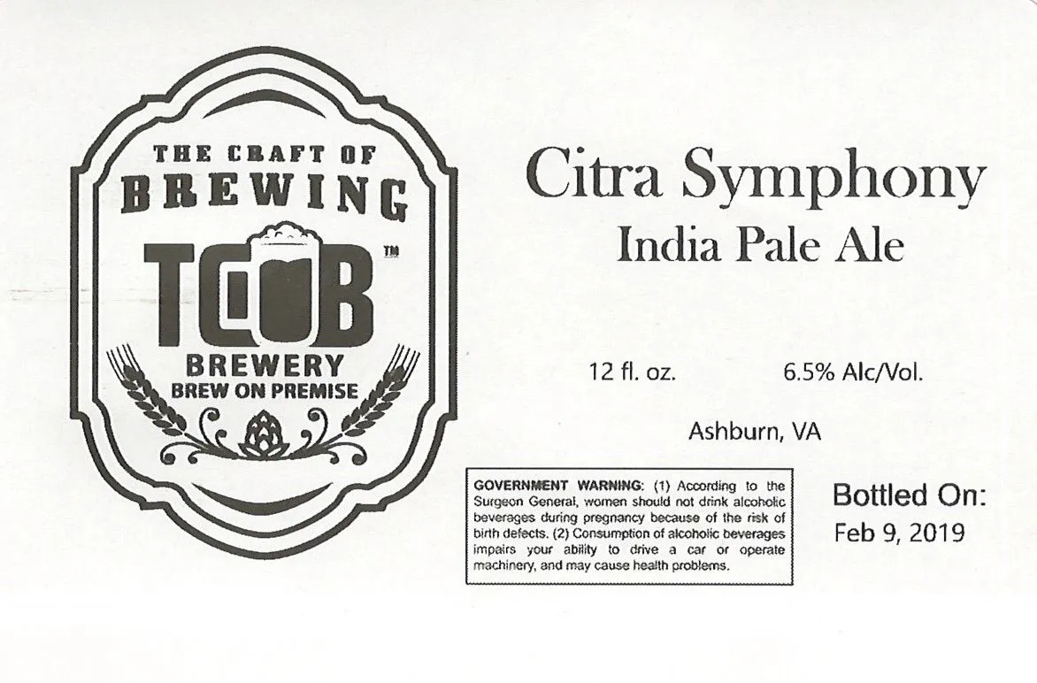 Citra Symphony India Pale Ale label