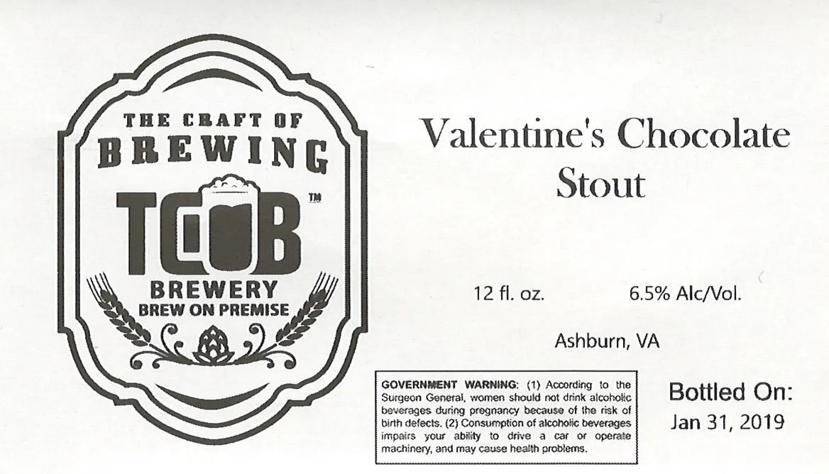 Valentine's Chocolate Stout label