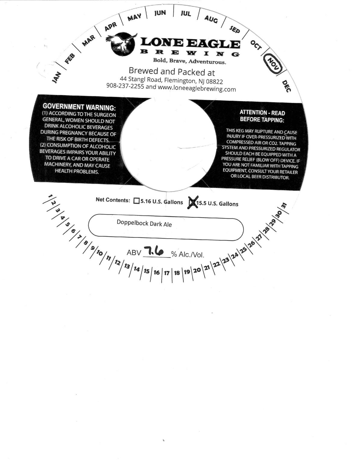 Doppelbock — full label as filed with TTB