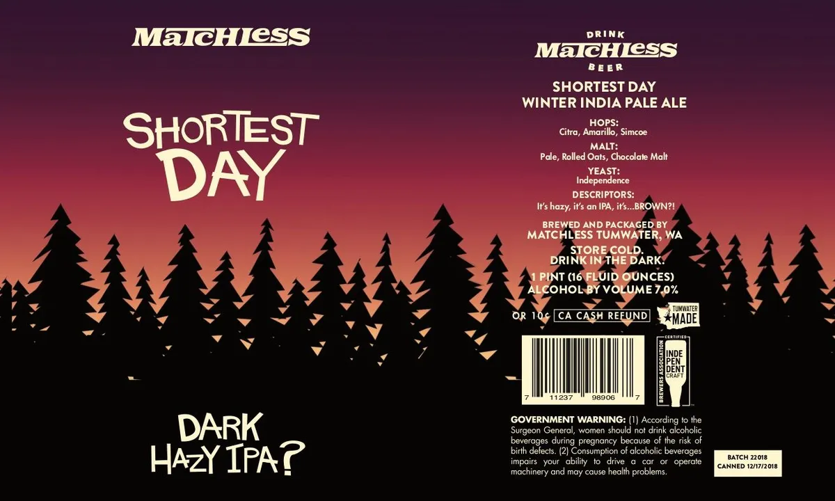 Shortest Day Dark Hazy IPA? label
