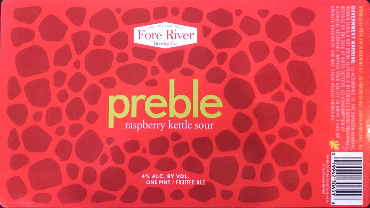 Preble Raspberry — full label as filed with TTB